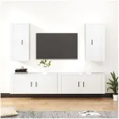 vidaXL 4-delige TV-meubelset, wit, van houtvezel