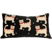 Meander Kussen zwart Katten, vilt incl. vulling 50,8x28cm