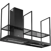 Franke Mythos T-Shelf eiland afzuigkap mat zwart 180cm met legplanken 3250678073