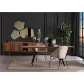 AEA Esszimmer Set Luxus Garnitur Esstisch Sideboard 2x Stühle Spiegel Holz