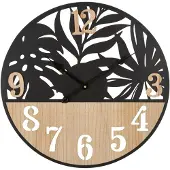 Mauro Ferretti Wandklok Palme, metaal en MDF, 60x2,5 cm, zwart/bruin,