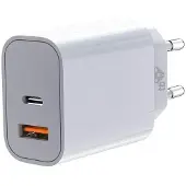 TB universele oplader, 2x3A, USB-C + USB-A, Power Delivery, wit
