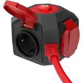 REV PowerGlobe, stekkerdoos, schakelaar, IP44, rood, 1,4 meter, 3680W