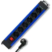 REV RITTER stekkerdoos met 6 stopcontacten, met schakelaar, zwart/blauw