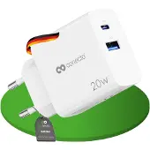 Conecto USB-C oplader, netadapter, snellader, lader, 20W, PD, QC, wit