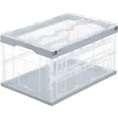 Relaxdays 4 x Professionele transportbox, stabiel, geschikt voor commercieel gebruik, hoogwaardig kunststof, kwaliteit, 60 liter, inklapbare box, afmetingen (h x b x d): 31,5 x 59,5 x 39,5 cm, grijs