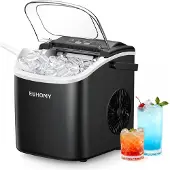 Euhomy ijsmachine, 12 kg/24 uur, met automatische reiniging, 2 ijsgroottes, zwart