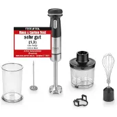 Caso 4-in-1 draadloze handmixer set | Klik en meng | Handmixer | 180 W | Variabele snelheidsregeling | RVS/Zwart