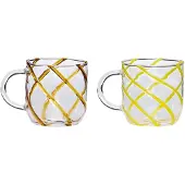 Hubsch - Kiosk Glass Mugs Swirl - Yellow - 9x13xh10cm