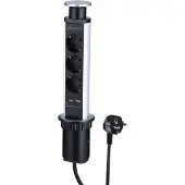 Electraline 62557, wandcontactdoos met stekkerdoos, 3-voudig + 2-voudige USB-poorten, compleet in T-vorm