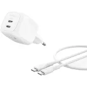 Belkin Dual USB-C oplader, 50W PD PPS, inclusief 1 meter kabel - Modelnummer: WCH019kq1MWH-B6