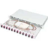 Digitus vezeloptische splijtkast, 1HE, voorzien van 12x SC DX OM4 connectoren, grijs