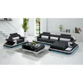 AEA Ledersofa Couch Wohnlandschaft Ecksofa + Sessel Garnitur Design Sofa mit USB