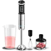 Cecotec Power Neutron 1100MAX Cream&Crush, Duikmixer, IJsbreker, 1100 W, Zwart, Roestvrij staal