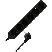 REV wandcontactdoos, 6-voudig, zwart. 6 stopcontacten, 16A, 250V