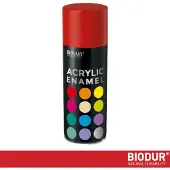 BIODUR Acrylverf - Vuurrood RAL 3000 – 400 ML – Spuitbus Hoogglans Lak – UV en Weerbestendig - Sneldrogende Spuitverf - Voor Binnen en Buiten