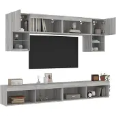 vidaXL 6-delige Tv-wandmeubelset met LED grijs sonoma eikenkleurig