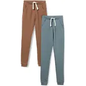 Minymo Jongens Basic 36 - Joggingbroek (2-pack), casual broek, bruin, maat 110 EU