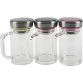 Witek Home Glazen Mok 360ml met Schroefdop en Zeefje
