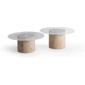 AEA Exklusiver Couchtisch-Set Stilvolle Rundtische Designer Platte 2tlg