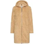 Camel active dames teddyjas, lang model met rits aan de voorkant en capuchon, kasjmier