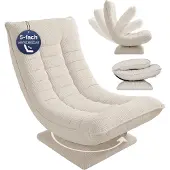 Casaria relaxfauteuil met verstelbare rugleuning, corduroy stof, crème kleur