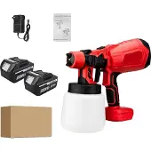 OEM Elektrische verfspuit, draadloos ontwerp, instelbare flowcontrole, 2 grote batterijen, rood