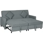 HOMCOM Slaapbank Polyester, Eucalyptushout 196L x 90B x 89H cm Grijs