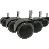Hjh OFFICE 5x ROLO EASY 11mm/50mm Harde bodem - Bureaustoelwielen Zwart