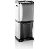 Hjh OFFICE Afvalbak/afvalscheidingssysteem CLEAN VII 32L (2 x 8 l + 16 l) staal zilver