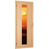 Karibu Sauna Jarin (Eckeinstieg), volledig glazen deur, bronskleurig, zonder accessoires