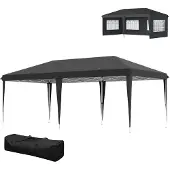 Outsunny paviljoen, ongeveer 3x6 meter, waterdicht, opklapbaar paviljoen met 4 zijwanden