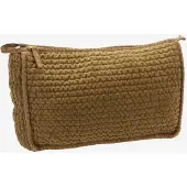 Madam Stoltz - gewatteerde velvet toilettas – Caramel – 30 x 10 x 20 cm