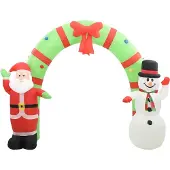 vidaXL Kerstboog kerstman en sneeuwpop opblaasbaar LED 223 cm