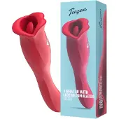Teazers - dubbelzijdige vibrator met tongvormige clitorisstimulator (rood)