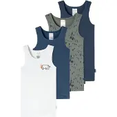 Schiesser Onderhemd ' Fine Rib Multi ' donkerblauw / kaki / wit