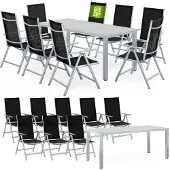Casaria Tuinset Bern 9-delig Zilver Aluminium Matglas