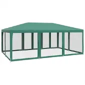vidaXL Partytent met 10 mesh-zijpanelen, groen, 6x4 meter, HDPE