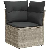 vidaXL 7-delige Loungeset met kussens poly rattan lichtgrijs