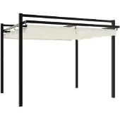 vidaXL Tuinpaviljoen met uitschuifbaar dak, crème kleur, 3x3 meter, aluminium