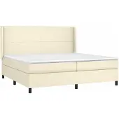 vidaXL Boxspring met matras kunstleer crèmekleurig 200x200 cm