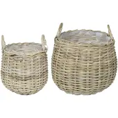 vidaXL Plantmand met opslag GENDT 2 st Natuurlijk grijs Kubu Rattan
