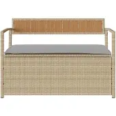 vidaXL Tuinbank met kussen beige polyrotan
