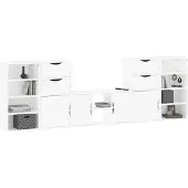 vidaXL 5-delige wandmeubelset met opbergruimte, model ODDA, wit, massief grenenhout