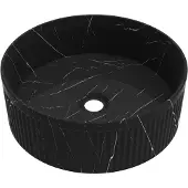Baikal keramische wastafel, bovenop een aanrechtblad geplaatst, rond model, afwerking in marmerlook