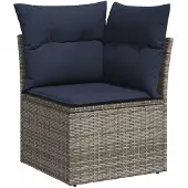 vidaXL 9-delige loungeset voor de tuin met kussens, grijs, kunststof vlechtwerk