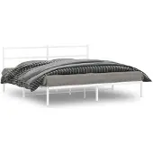 vidaXL Bedframe met hoofdeinde, metaal, wit, 180x200 cm