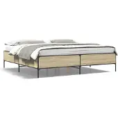 vidaXL Bedframe bewerkt hout metaal sonoma eikenkleurig 180x200 cm