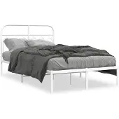 vidaXL Bedframe met hoofdeinde, metaal, wit, 120x200 cm