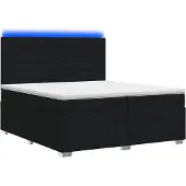 vidaXL LED boxspringbed met matras, zwart, 200 x 200 cm, gestoffeerd